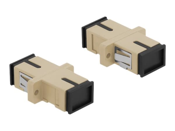 Delock - Kopplingsdon för nätverk - SC-läge (multi-mode) (hona) till SC-läge (multi-mode) (hona) - fiberoptisk - OM1/OM2 - beige (paket om 4)
