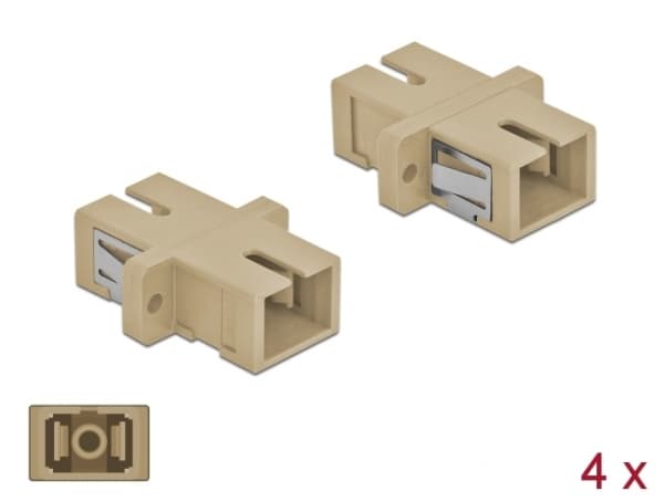 Delock - Kopplingsdon för nätverk - SC-läge (multi-mode) (hona) till SC-läge (multi-mode) (hona) - fiberoptisk - OM1/OM2 - beige (paket om 4)