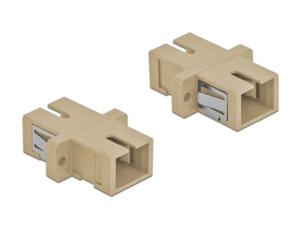 Delock - Kopplingsdon för nätverk - SC-läge (multi-mode) (hona) till SC-läge (multi-mode) (hona) - fiberoptisk - OM1/OM2 - beige (paket om 4)