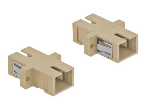 Delock - Kopplingsdon för nätverk - SC-läge (multi-mode) (hona) till SC-läge (multi-mode) (hona) - fiberoptisk - OM1/OM2 - beige (paket om 4)