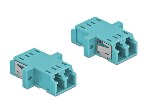 Delock - Kopplingsdon för nätverk - LC multiläge (hona) till LC multiläge (hona) - fiberoptisk - OM3 - ljusblå (paket om 2)