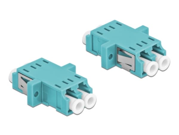 Delock - Kopplingsdon för nätverk - LC multiläge (hona) till LC multiläge (hona) - fiberoptisk - OM3 - ljusblå (paket om 2)