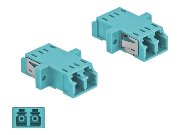Delock - Kopplingsdon för nätverk - LC multiläge (hona) till LC multiläge (hona) - fiberoptisk - OM3 - ljusblå (paket om 2)