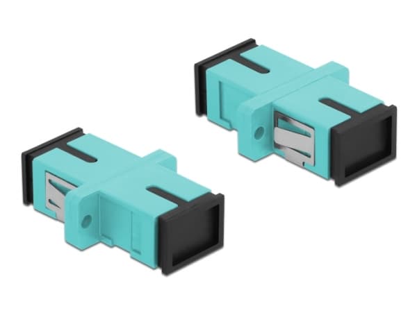 Delock - Kopplingsdon för nätverk - SC-läge (multi-mode) (hona) till SC-läge (multi-mode) (hona) - fiberoptisk - OM3 - ljusblå (paket om 4)