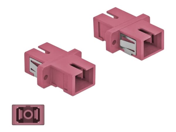 Delock - Kopplingsdon för nätverk - SC-läge (multi-mode) (hona) till SC-läge (multi-mode) (hona) - fiberoptisk - OM3 - ljusblå (paket om 4)