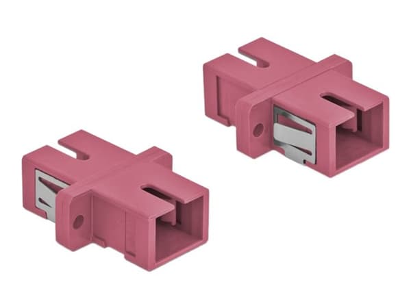 Delock - Kopplingsdon för nätverk - SC-läge (multi-mode) (hona) till SC-läge (multi-mode) (hona) - fiberoptisk - OM3 - ljusblå (paket om 4)
