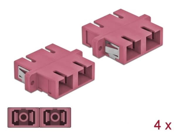 Delock - Kopplingsdon för nätverk - SC-läge (multi-mode) (hona) till SC-läge (multi-mode) (hona) - fiberoptisk - OM4 - violett (paket om 4)