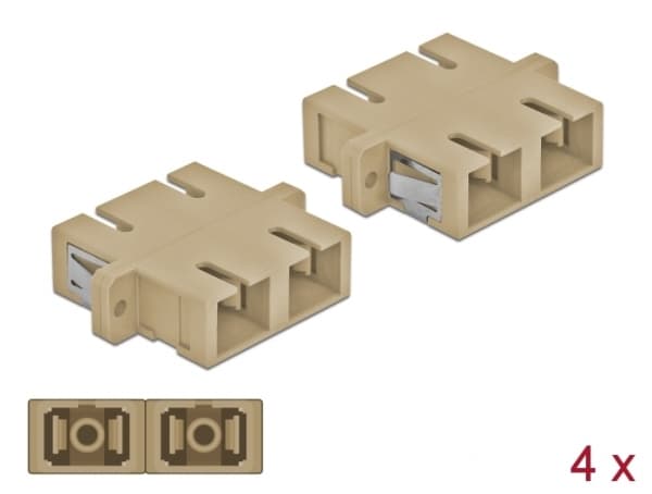 Delock - Kopplingsdon för nätverk - SC-läge (multi-mode) (hona) till SC-läge (multi-mode) (hona) - fiberoptisk - OM1/OM2 - beige (paket om 4)