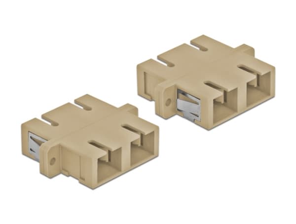 Delock - Kopplingsdon för nätverk - SC-läge (multi-mode) (hona) till SC-läge (multi-mode) (hona) - fiberoptisk - OM1/OM2 - beige (paket om 4)