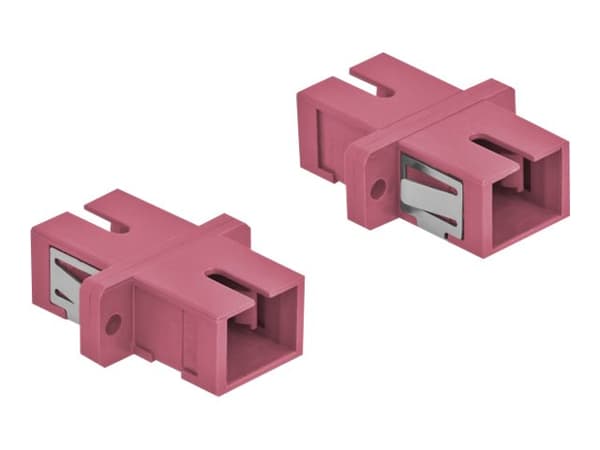 Delock - Kopplingsdon för nätverk - SC-läge (multi-mode) (hona) till SC-läge (multi-mode) (hona) - fiberoptisk - OM4 - violett (paket om 4)