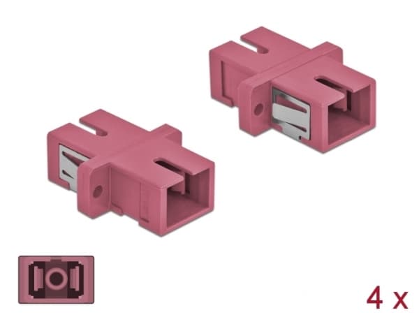 Delock - Kopplingsdon för nätverk - SC-läge (multi-mode) (hona) till SC-läge (multi-mode) (hona) - fiberoptisk - OM4 - violett (paket om 4)