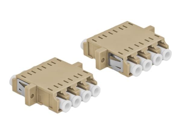 Delock - Nettverkskobling - LC multimodus (hunn) til LC multimodus (hunn) - fiberoptikk - OM1/OM2 - beige (pakke med 2)