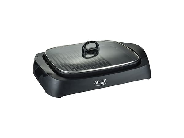 Adler AD 6610, 3000 W, Grilli, Sähkö, 2 alue(tta), Pöydän pinta, Ritilä + paistilevy musta