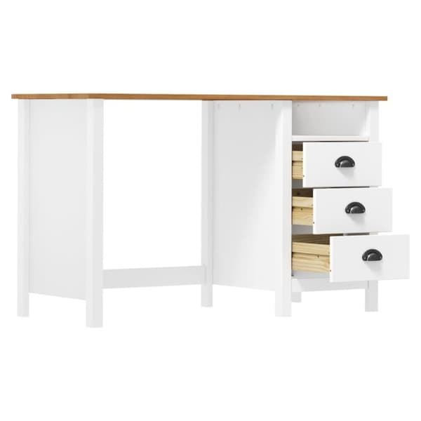 vidaXL Skrivbord Hill med 3 lådor 120x50x74 cm massiv furu