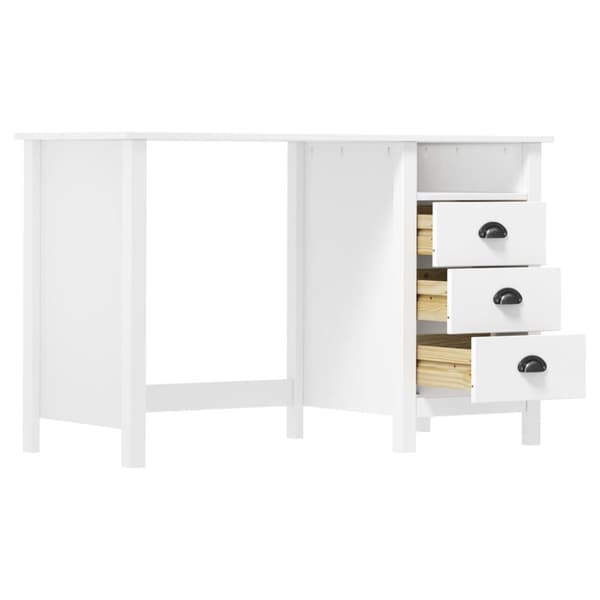 vidaXL Skrivbord Hill med 3 lådor 120x50x74 cm massiv furu