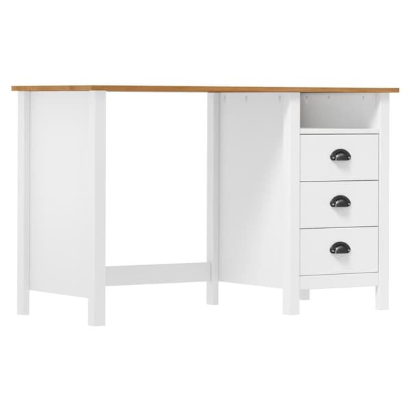 vidaXL Työpöytä Hill 3 laatikolla 120x50x74 cm täysi mänty