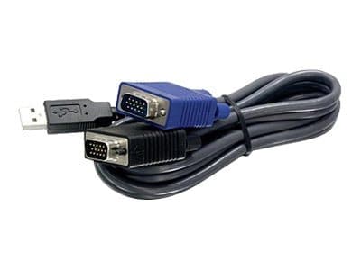 TRENDnet TK CU10 - Tangentbords-/video-/muskabel - USB, HD-15 (VGA) (hane) till HD-15 (VGA) (hane) - 3.1 m - svart