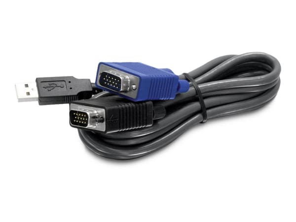 TRENDnet TK CU10 - Tangentbords-/video-/muskabel - USB, HD-15 (VGA) (hane) till HD-15 (VGA) (hane) - 3.1 m - svart