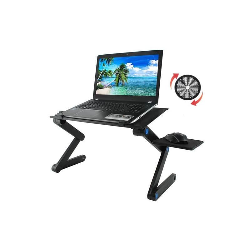 Laptopställ Bord med Fläktkylning och Musmatta - Flexibelt och Justerbar Höjd