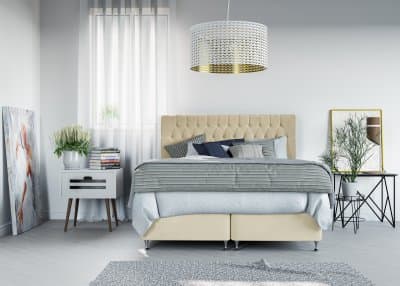 Bolmen Velvet Kontinentalsäng Sängpaket i sammet med Handquiltad Royal Classic gavel