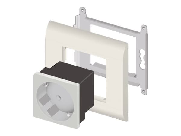 Delock - Easy 45 - strømsokkelutgang - 2P+E - Type F - med lukkere - 1 strømsokkel - 16 A - AC 250 V - hvit, RAL 9003 (en pakke 10) Hvit