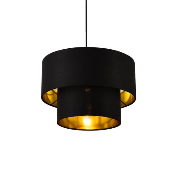 [lux.pro]® Taklampa Lopar-Ø30cm-textil-metall-svart-gold-E27-max.60W-230V, 50Hz