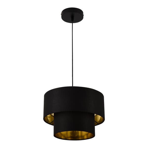 [lux.pro]® Taklampa Lopar-Ø30cm-textil-metall-svart-gold-E27-max.60W-230V, 50Hz