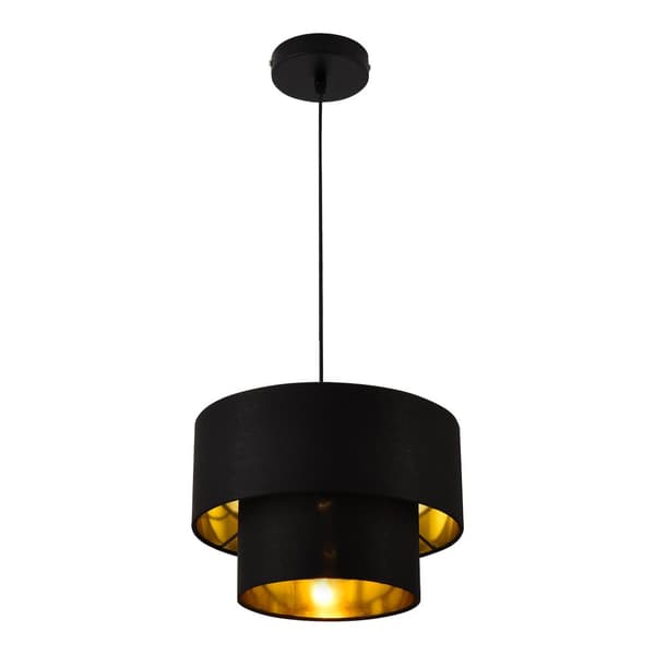 [lux.pro]® Taklampa Lopar-Ø30cm-textil-metall-svart-gold-E27-max.60W-230V, 50Hz