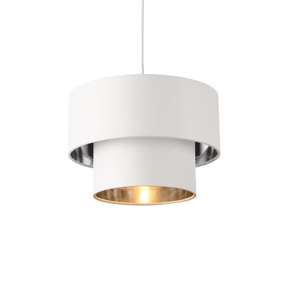 [lux.pro] ® Hængelampe Lopar-Ø30cm-tekstil-metal-hvid-sølv-E27-max.60W-230V, 50Hz