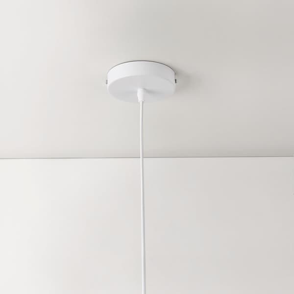 [lux.pro] ® Hængelampe Lopar-Ø30cm-tekstil-metal-hvid-sølv-E27-max.60W-230V, 50Hz