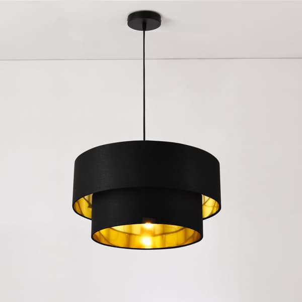 [lux.pro]® Taklampa Lopar-Ø40cm-textil-metall-svart-gold-E27-max.60W-230V, 50Hz