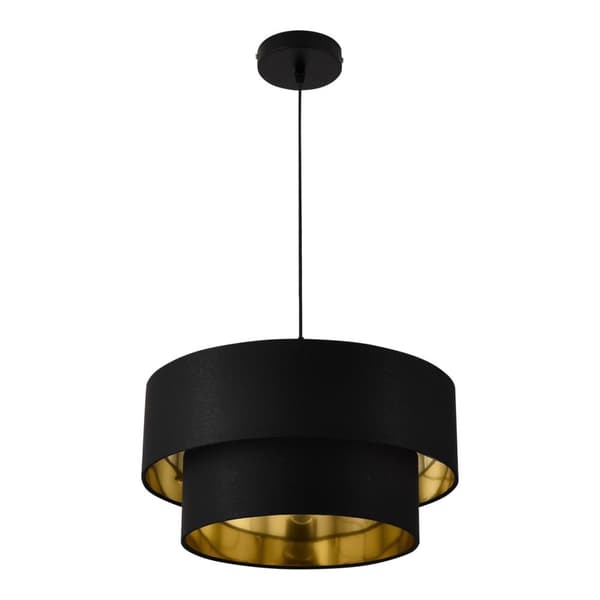 [lux.pro]® Taklampa Lopar-Ø40cm-textil-metall-svart-gold-E27-max.60W-230V, 50Hz