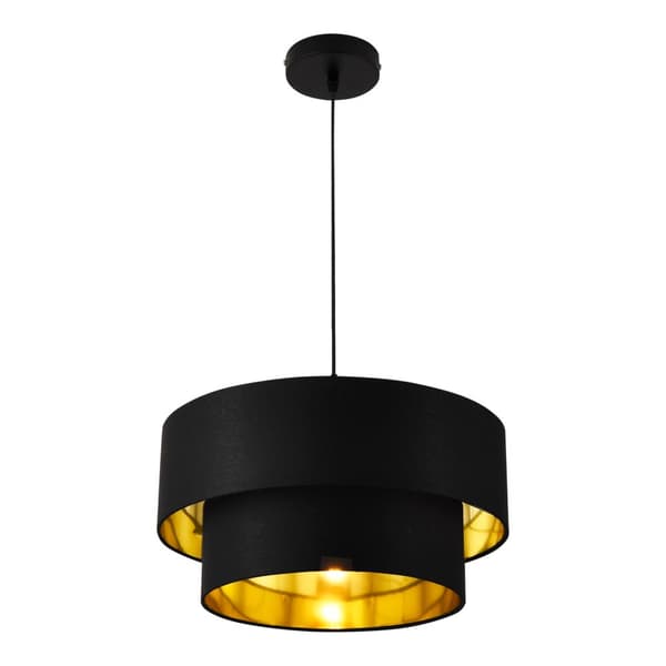 [lux.pro] ® Hængelampe Lopar-Ø40cm-tekstil-metal-sort-guld-E27-max.60W-230V, 50Hz
