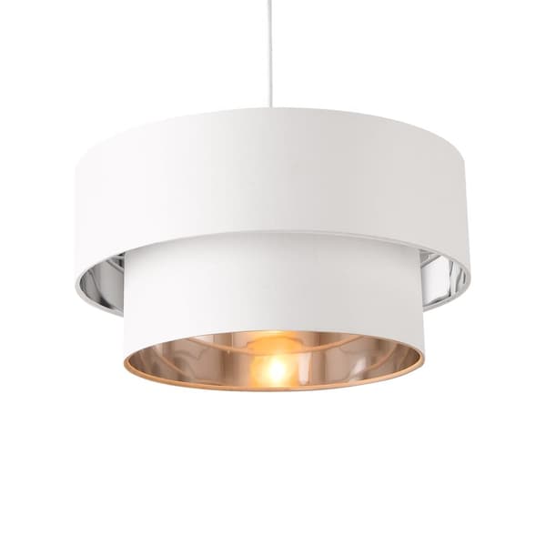 [lux.pro]® Taklampa Lopar-Ø40cm-textil-metall-vit-silver-E27-max.60W-230V, 50Hz