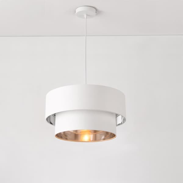 [lux.pro]® Taklampa Lopar-Ø40cm-textil-metall-vit-silver-E27-max.60W-230V, 50Hz