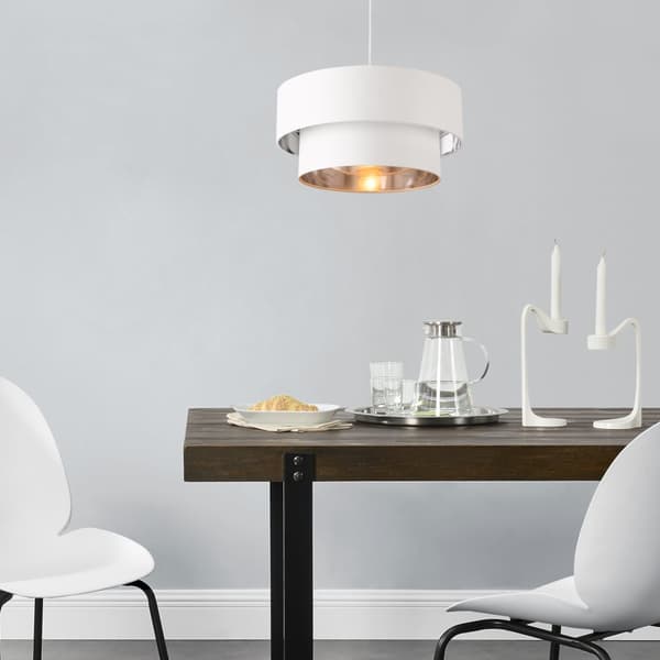 [lux.pro]® Taklampa Lopar-Ø40cm-textil-metall-vit-silver-E27-max.60W-230V, 50Hz