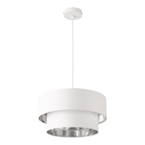 [lux.pro]® Taklampa Lopar-Ø40cm-textil-metall-vit-silver-E27-max.60W-230V, 50Hz