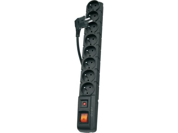 acar S8 dual - Ylijännitesuoja - AC 230 V - 2300 Watt - lähtöliittimet: 8 - 5 m kaapeli - musta