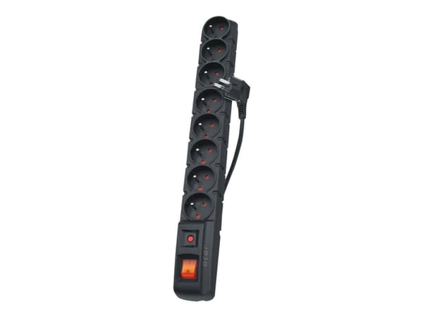 acar S8 dual - Overspenningsavleder - AC 230 V - 2300 watt - utgangskontakter: 8 - 5 m kabel - svart