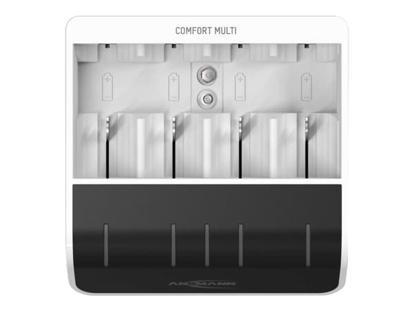 ANSMANN Comfort Multi - 1,5 t USB-batterilader - (for AA, AAA, C, D, 9V) - 800 mA - svart, hvit