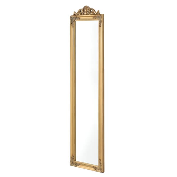 Golvspegel Arezzo helfigursspegel 160x40cm eukapyptus guld lutningsbar [en.casa]