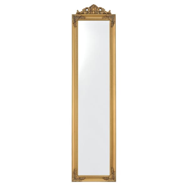 Golvspegel Arezzo helfigursspegel 160x40cm eukapyptus guld lutningsbar [en.casa]