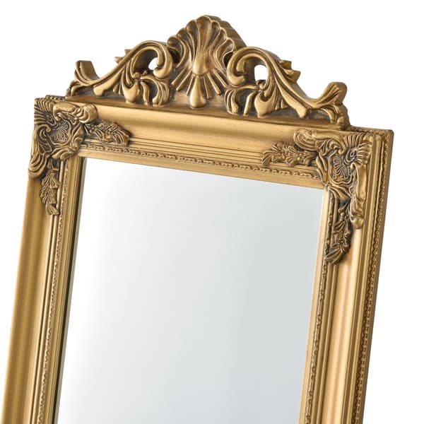 Golvspegel Arezzo helfigursspegel 160x40cm eukapyptus guld lutningsbar [en.casa]
