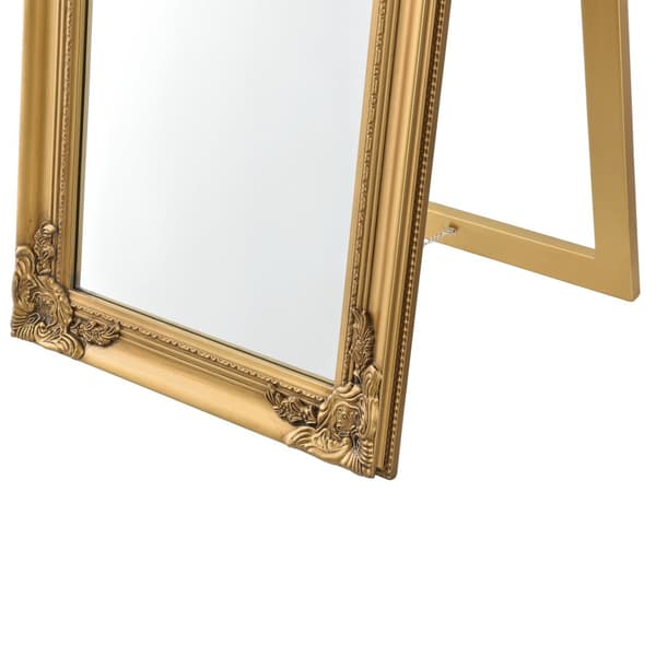 Golvspegel Arezzo helfigursspegel 160x40cm eukapyptus guld lutningsbar [en.casa]