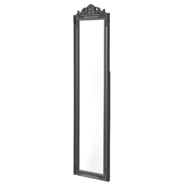 [en.casa] Gulvspejl Arezzo-fuld figur spejl-160x40 cm-eukalyptus-mørk grå vippestang
