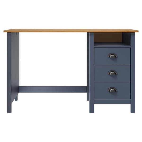 vidaXL Skrivebord Hill med 3 skuffer grå 120x50x74cm heltre furu