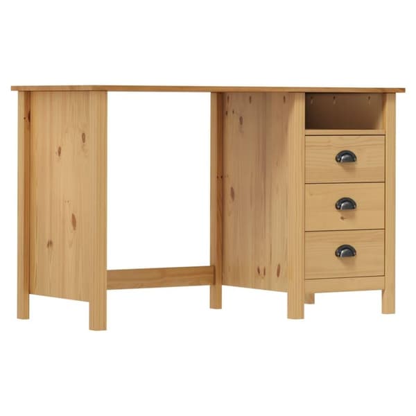 vidaXL skrivebord Hill med 3 skuffer 120x50x74 cm massivt fyrretræ
