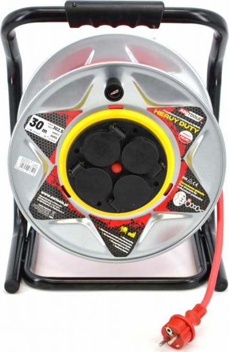AWTOOLS EXTENSION CABLE DRUM METAL RED HEAVY DUTY 40m 3x2.5mm 16A/3680W/IP44