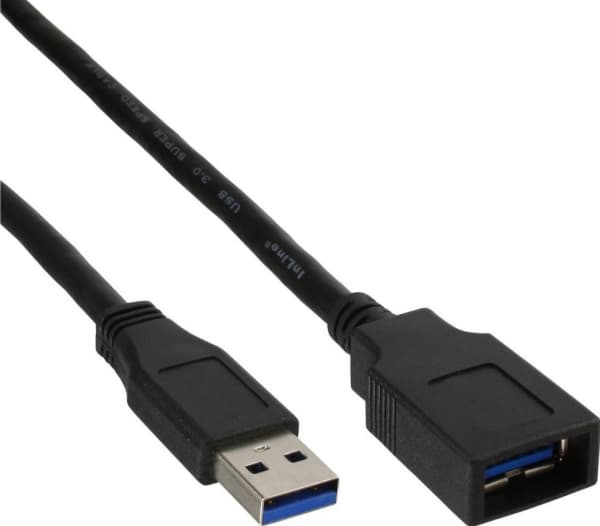 InLine 35605, 0,5 m, USB A, USB B, USB 3.2 Gen 1 (3.1 Gen 1), Hankjønn/hunkjønn, Sort