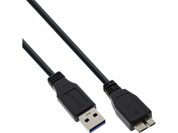 InLine 4043718153800, 2 m, USB A, Micro-USB B, USB 3.2 Gen 1 (3.1 Gen 1), Hankjønn/hankjønn, Sort